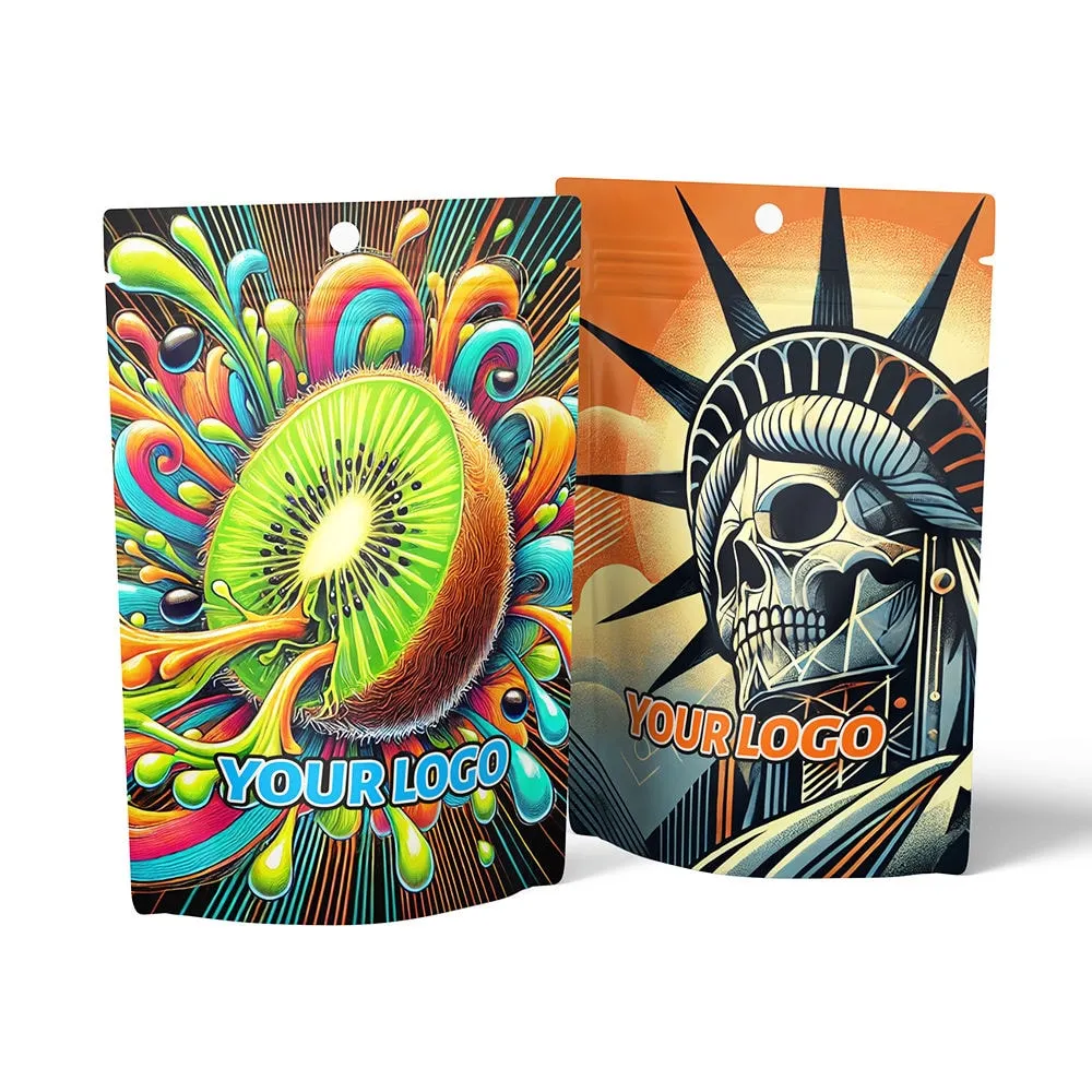 Custom Plastic Candy Bags Custom Logo Print Ziplock Stand-Up Pouch