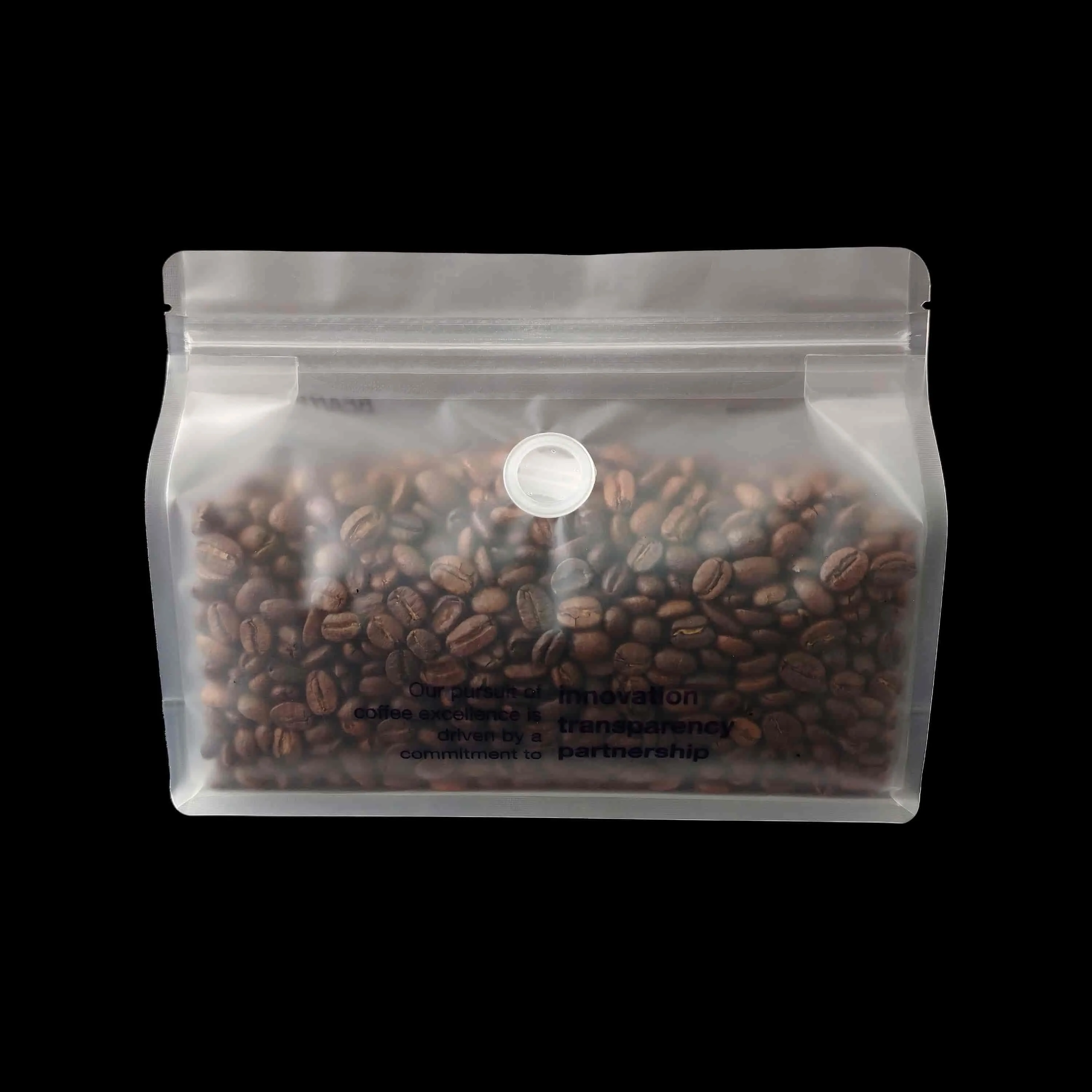 Custom 250g Transparent Flat Bottom Coffee Bean Bag Stand up Pouch with Zipper for Packing Coffee and Sugar