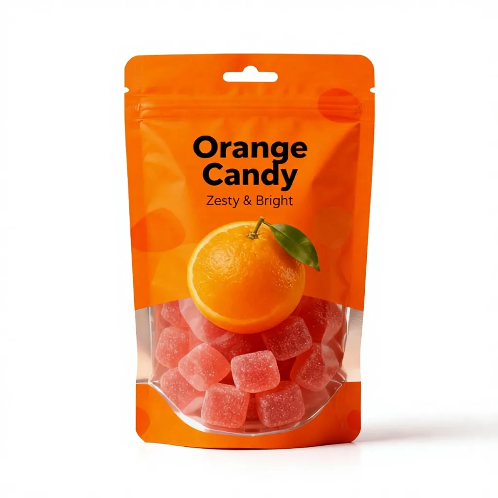 Custom Candy Stand-Up Waterproof Square Bottom Food Grade Biodegradable Plastic Packaging Bags with Zipper Top Gravure Printed