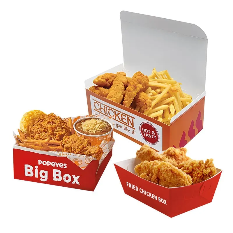 Custom Fried Chicken Packaging Carton Take Away Food Grade K