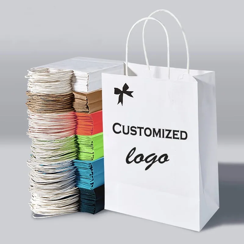 Factory Customized Kraft Paper Bags With Your Own Personal Logo Shopping Gift Paper Bags