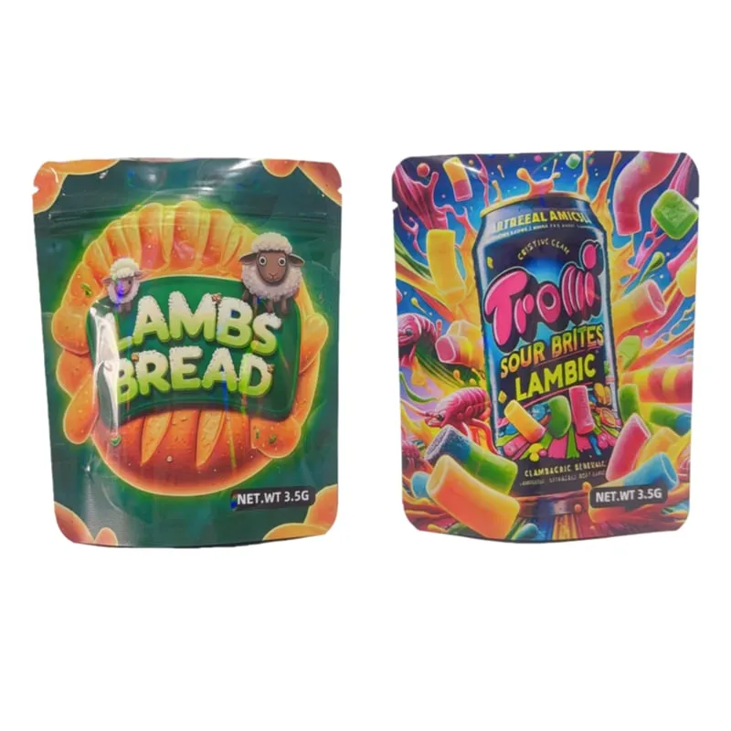 Child Resistant Stand up Pouch 3.5g 28g Custom Printed Zip L