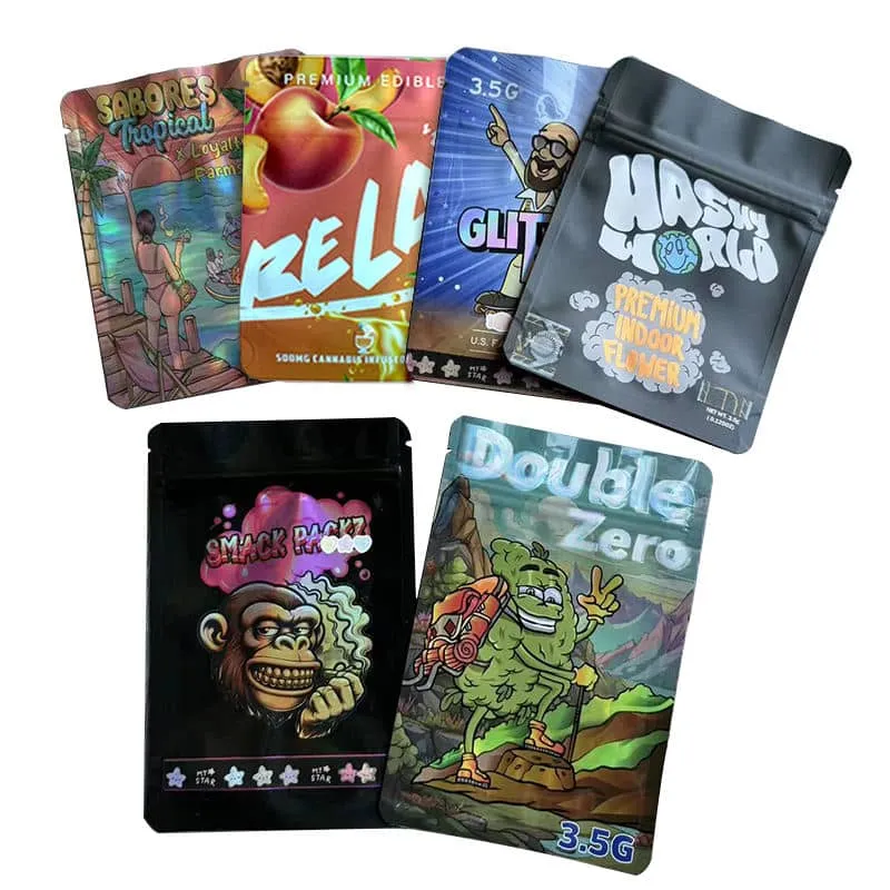 Custom Printed 3.5 7G 14G 1Oz Plastic Zipper Child Proof Sme