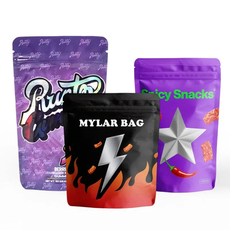 Custom Printed Resealable Zipper CannabisStand up Pouch Packaging Smell Proof Ziplock 3.5 Mylar Bags