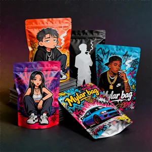 Holographic die-cut shaped cannabis mylar pouch custom logo print