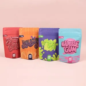 Matte black child-resistant cannabis stand-up pouch 3.5g 7g 14g