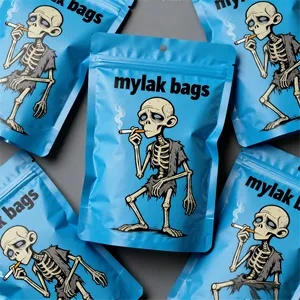 Holographic metallic cannabis stand-up pouch child-resistant zipper